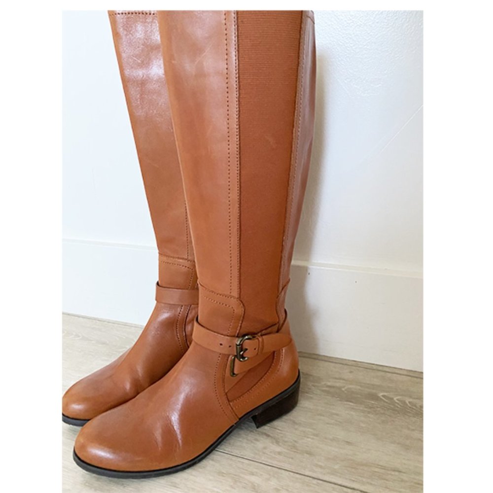 Corso Como Tall Riding Leather Boots 7.5M CARAMEL STRETCHY